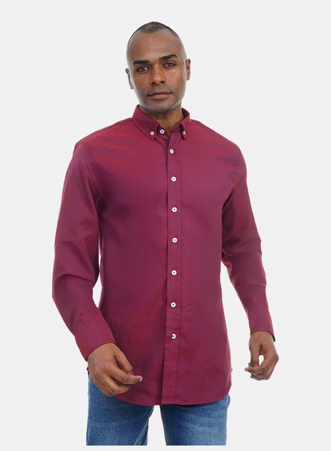 FIRE WOOD FireWood Long Sleeve Shirt  For Men- Wine Red - Image 2